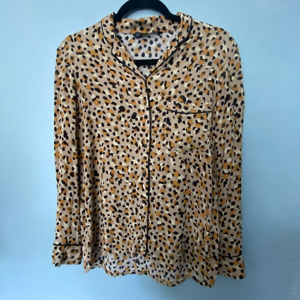 Zara  Animal Print Button Down Blouse S